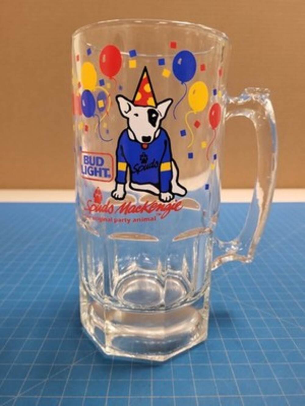 Bud Light Beer Mug 1987 Spuds MacKenzie Anheuser Busch Party Animal Bull Terrier